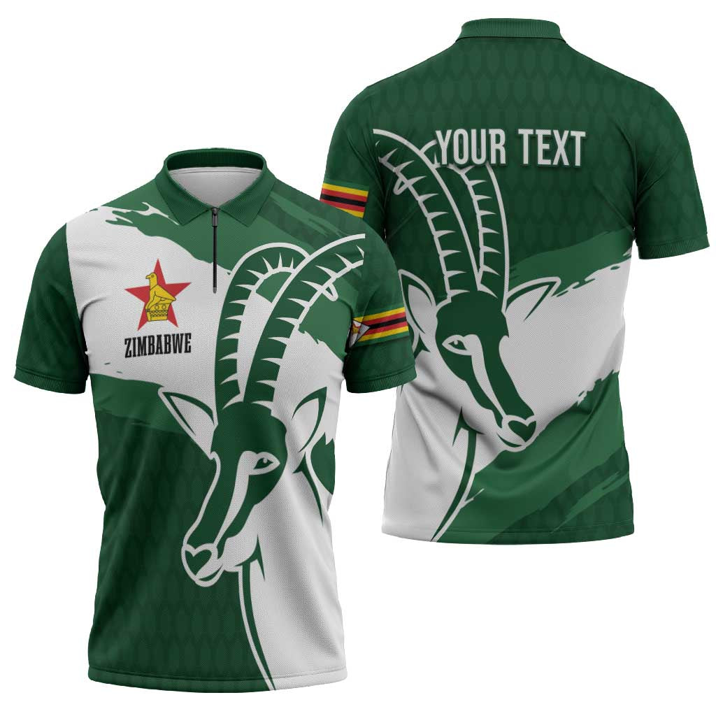 Zimbabwe Rugby Personalized Grunge Zipper Polo Shirt GO Sables - Wonder Print Shop