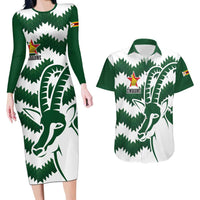 Zimbabwe Rugby The Sables Personalized Couples Matching Long Sleeve Bodycon Dress and Hawaiian Shirt Retro Jersey Inspired - Wonder Print Shop