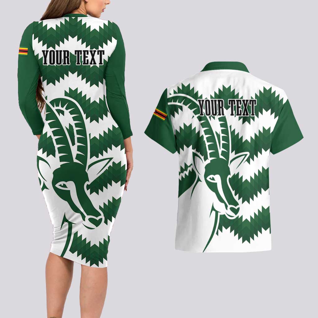 Zimbabwe Rugby The Sables Personalized Couples Matching Long Sleeve Bodycon Dress and Hawaiian Shirt Retro Jersey Inspired - Wonder Print Shop