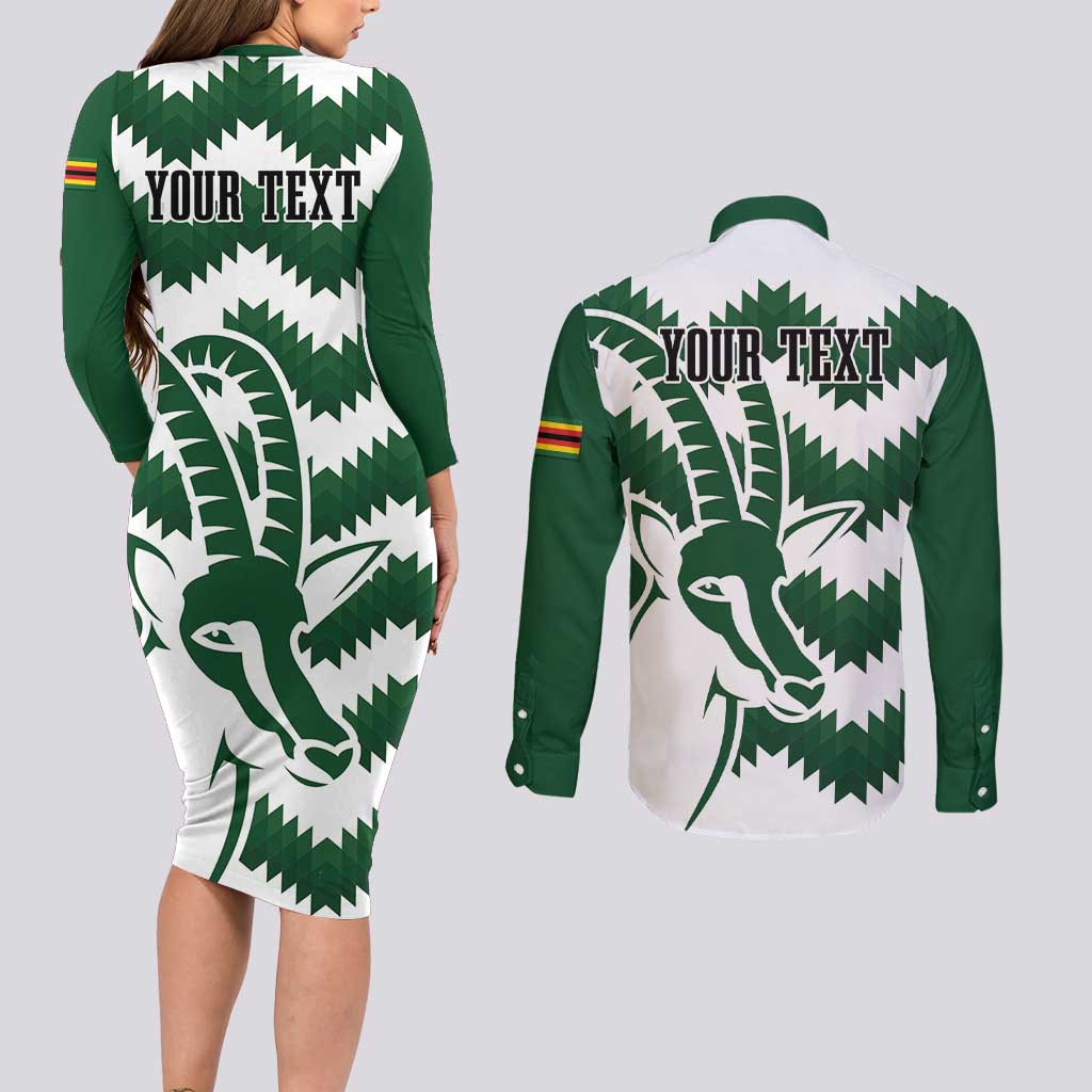 Zimbabwe Rugby The Sables Personalized Couples Matching Long Sleeve Bodycon Dress and Long Sleeve Button Shirt Retro Jersey Inspired - Wonder Print Shop