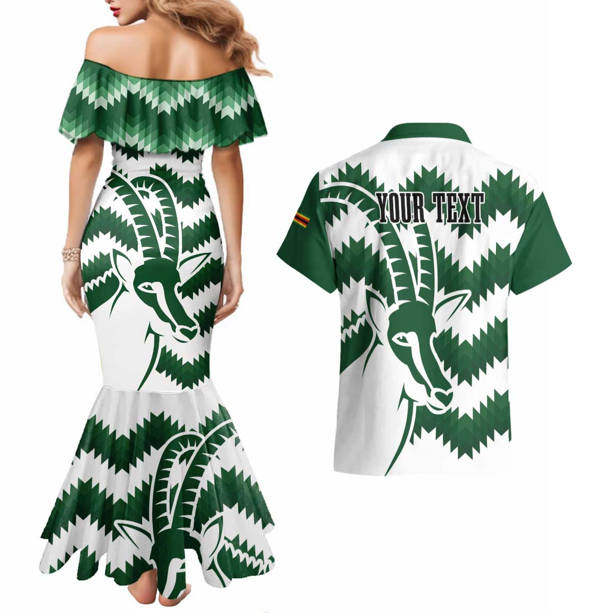 Zimbabwe Rugby The Sables Personalized Couples Matching Mermaid Dress and Hawaiian Shirt Retro Jersey Inspired - Wonder Print Shop