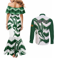 Zimbabwe Rugby The Sables Personalized Couples Matching Mermaid Dress and Long Sleeve Button Shirt Retro Jersey Inspired - Wonder Print Shop