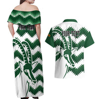 Zimbabwe Rugby The Sables Personalized Couples Matching Off Shoulder Maxi Dress and Hawaiian Shirt Retro Jersey Inspired - Wonder Print Shop