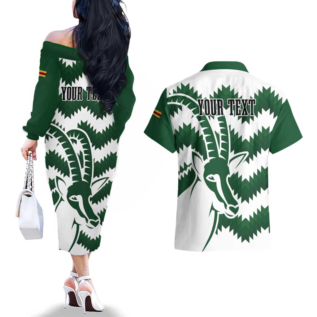 Zimbabwe Rugby The Sables Personalized Couples Matching Off The Shoulder Long Sleeve Dress and Hawaiian Shirt Retro Jersey Inspired - Wonder Print Shop