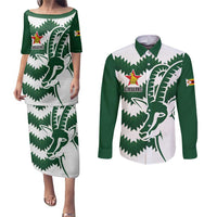 Zimbabwe Rugby The Sables Personalized Couples Matching Puletasi and Long Sleeve Button Shirt Retro Jersey Inspired - Wonder Print Shop