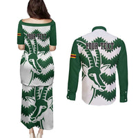 Zimbabwe Rugby The Sables Personalized Couples Matching Puletasi and Long Sleeve Button Shirt Retro Jersey Inspired - Wonder Print Shop
