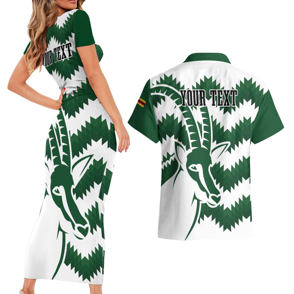 Zimbabwe Rugby The Sables Personalized Couples Matching Short Sleeve Bodycon Dress and Hawaiian Shirt Retro Jersey Inspired - Wonder Print Shop