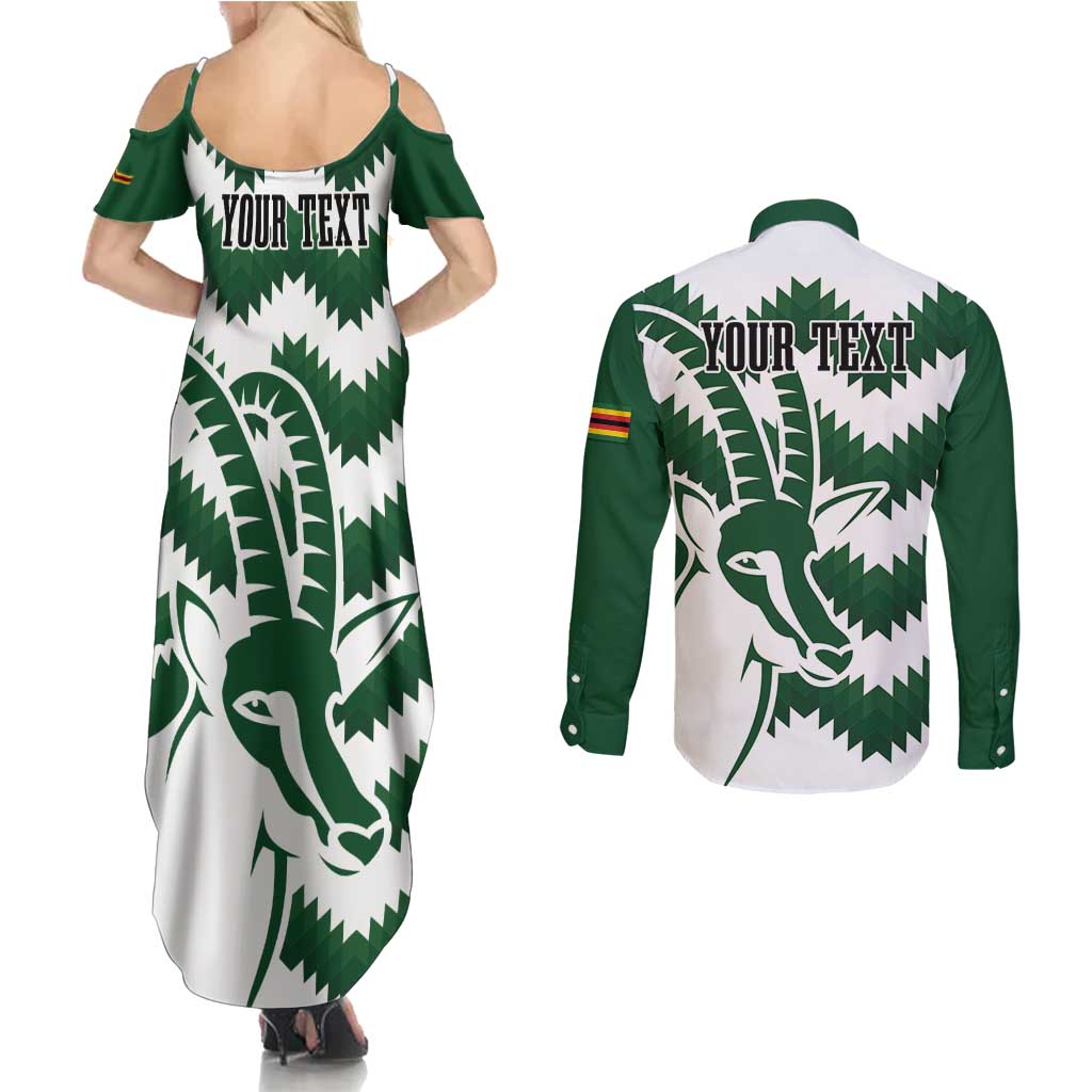 Zimbabwe Rugby The Sables Personalized Couples Matching Summer Maxi Dress and Long Sleeve Button Shirt Retro Jersey Inspired - Wonder Print Shop