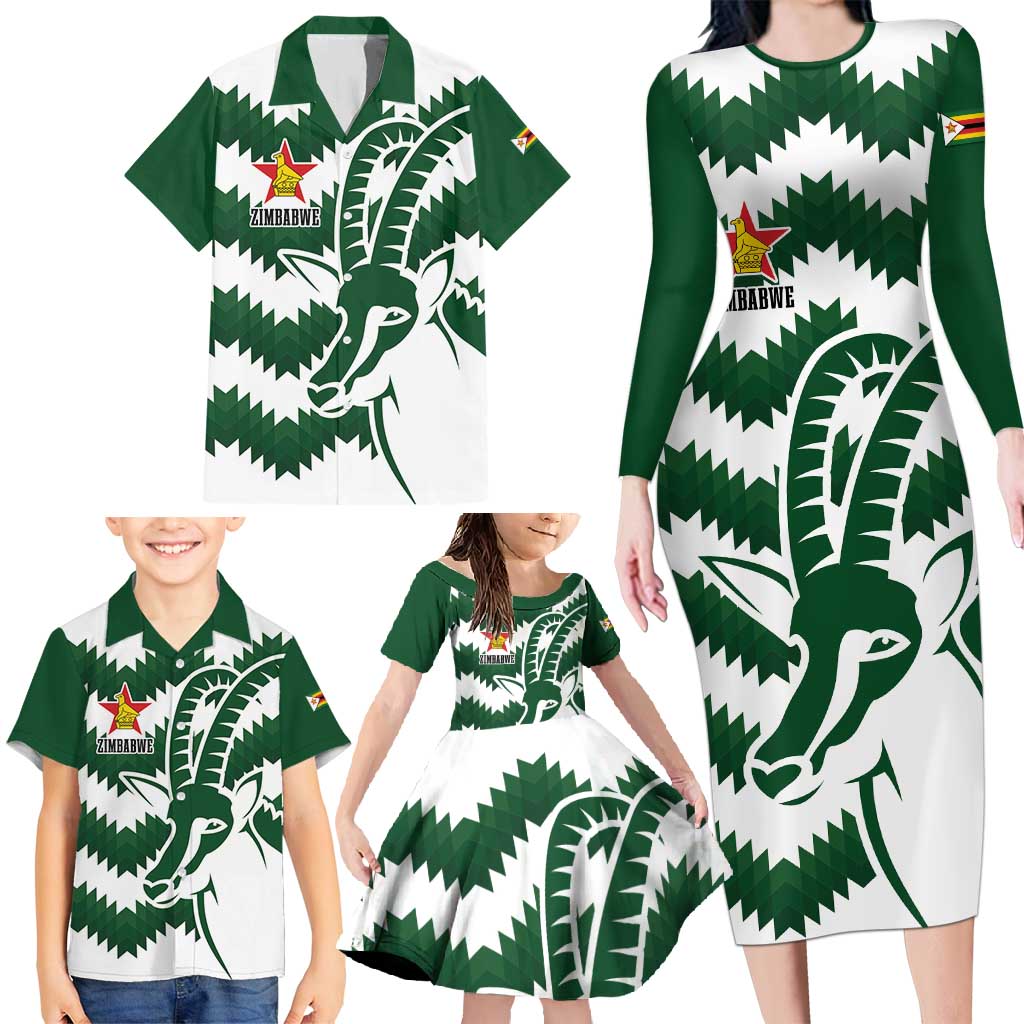Zimbabwe Rugby The Sables Personalized Family Matching Long Sleeve Bodycon Dress and Hawaiian Shirt Retro Jersey Inspired - Wonder Print Shop