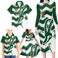 Zimbabwe Rugby The Sables Personalized Family Matching Long Sleeve Bodycon Dress and Hawaiian Shirt Retro Jersey Inspired - Wonder Print Shop
