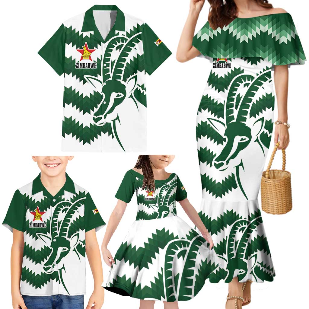 Zimbabwe Rugby The Sables Personalized Family Matching Mermaid Dress and Hawaiian Shirt Retro Jersey Inspired - Wonder Print Shop