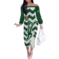 Zimbabwe Rugby The Sables Personalized Family Matching Off The Shoulder Long Sleeve Dress and Hawaiian Shirt Retro Jersey Inspired - Wonder Print Shop