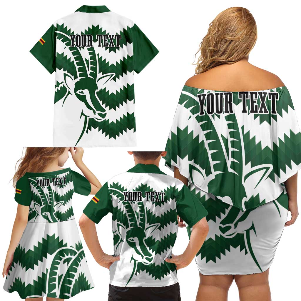 Zimbabwe Rugby The Sables Personalized Family Matching Off Shoulder Short Dress and Hawaiian Shirt Retro Jersey Inspired - Wonder Print Shop