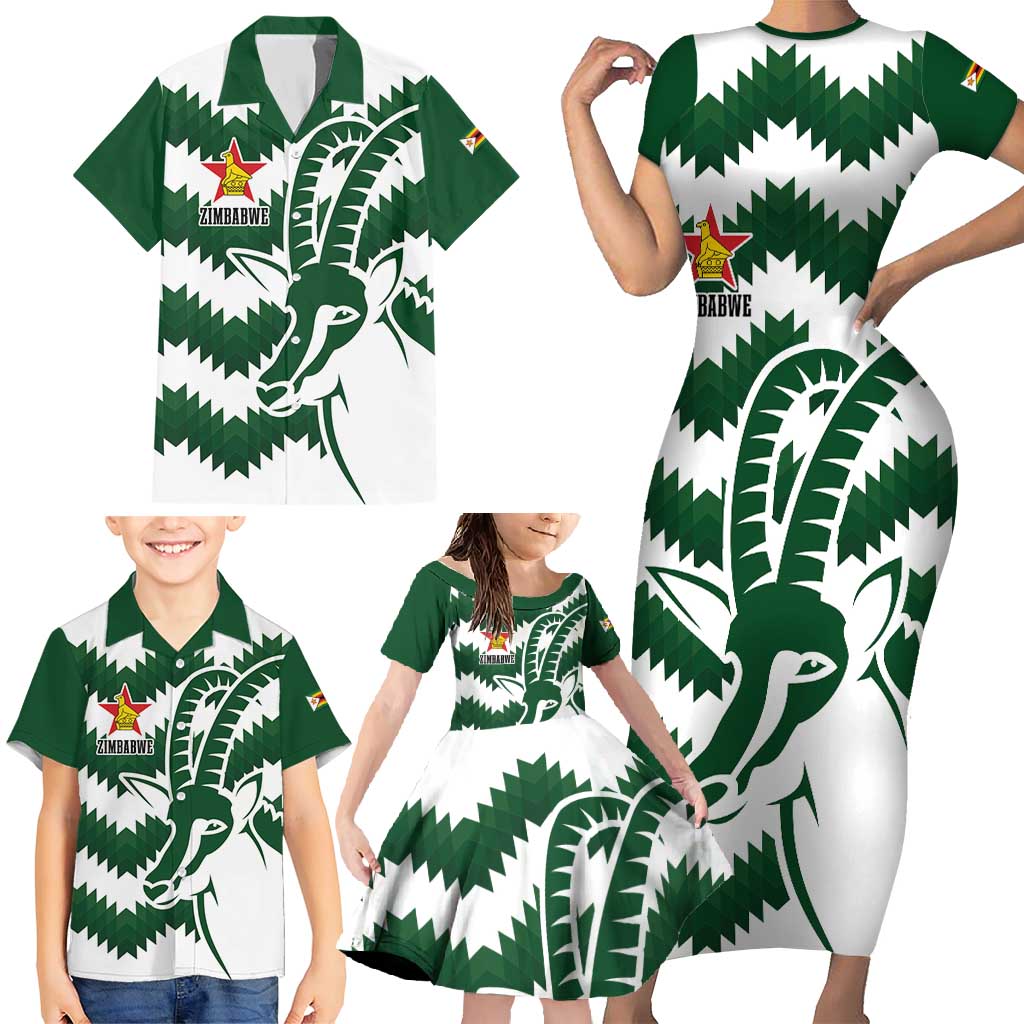 Zimbabwe Rugby The Sables Personalized Family Matching Short Sleeve Bodycon Dress and Hawaiian Shirt Retro Jersey Inspired - Wonder Print Shop