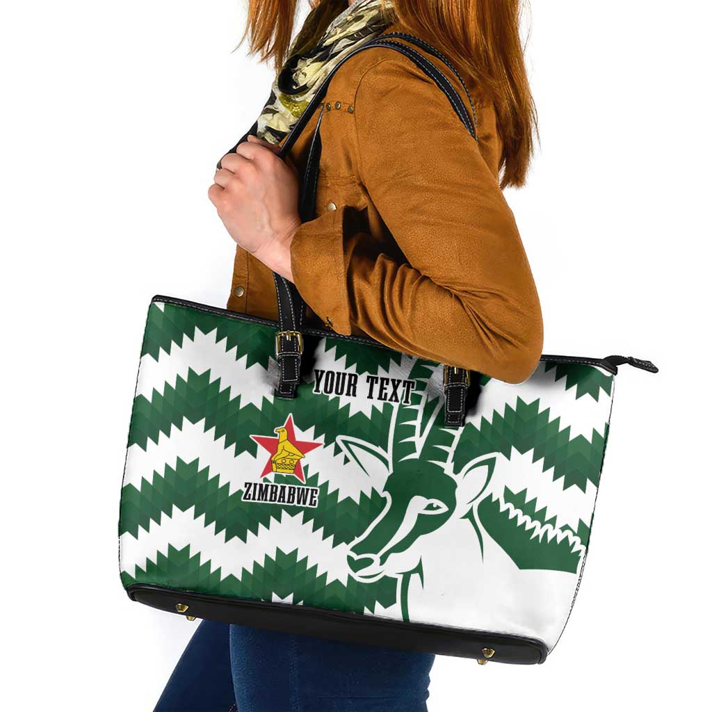 Zimbabwe Rugby The Sables Personalized Leather Tote Bag Retro Jersey Inspired - Wonder Print Shop