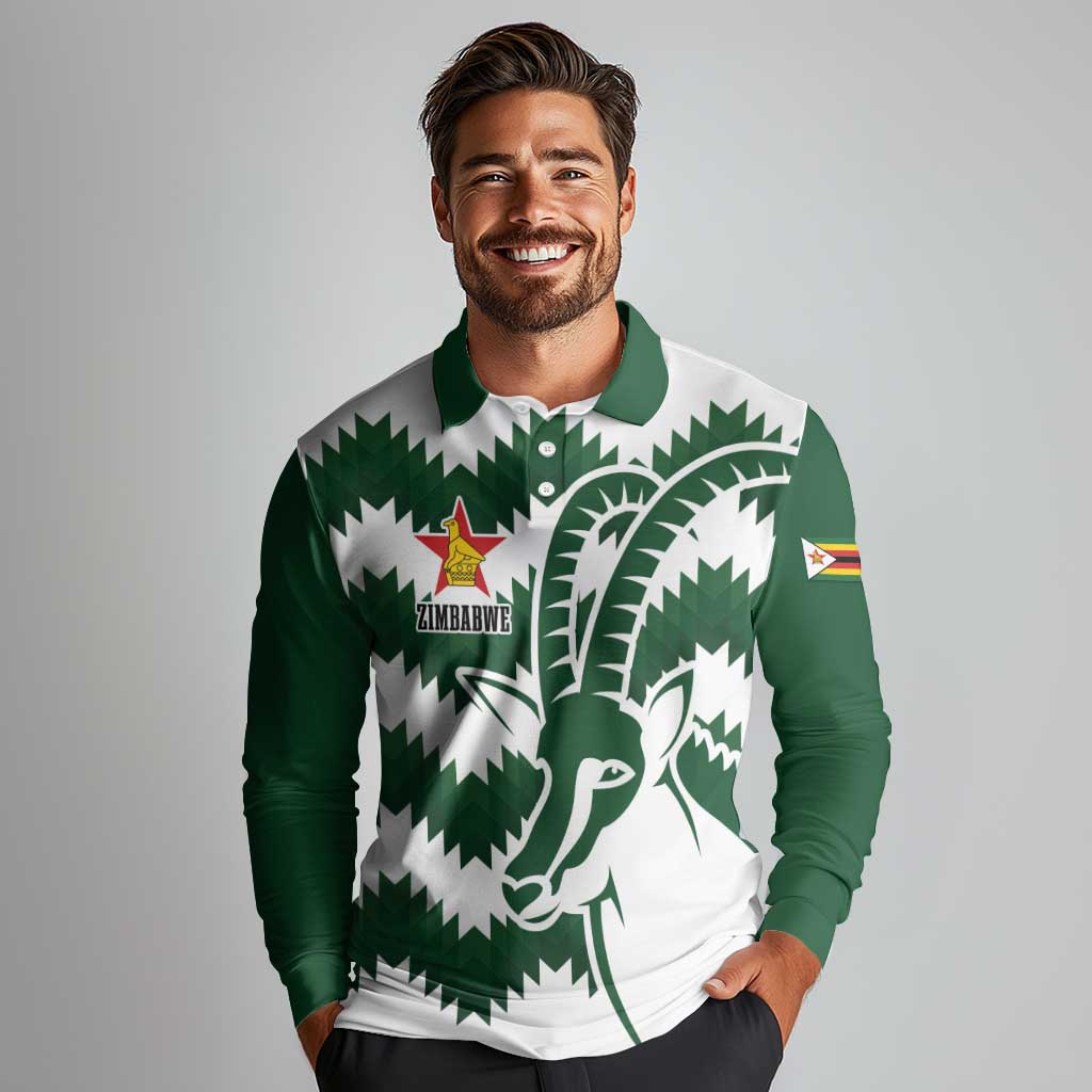 Zimbabwe Rugby The Sables Personalized Long Sleeve Polo Shirt Retro Jersey Inspired - Wonder Print Shop