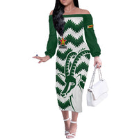 Zimbabwe Rugby The Sables Personalized Off The Shoulder Long Sleeve Dress Retro Jersey Inspired - Wonder Print Shop