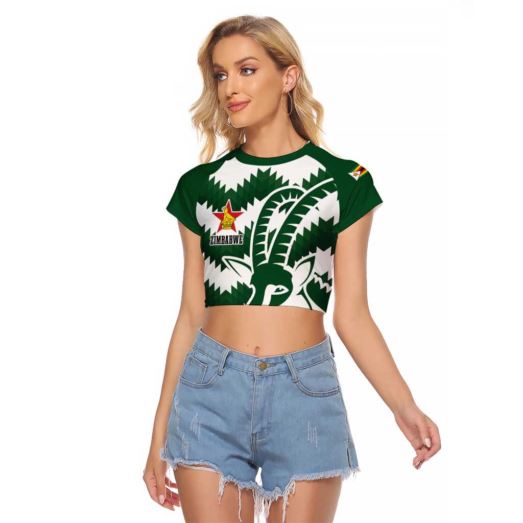 Zimbabwe Rugby The Sables Personalized Raglan Cropped T Shirt Retro Jersey Inspired - Wonder Print Shop