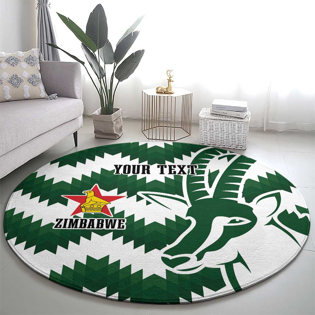 Zimbabwe Rugby The Sables Personalized Round Carpet Retro Jersey Inspired - Wonder Print Shop