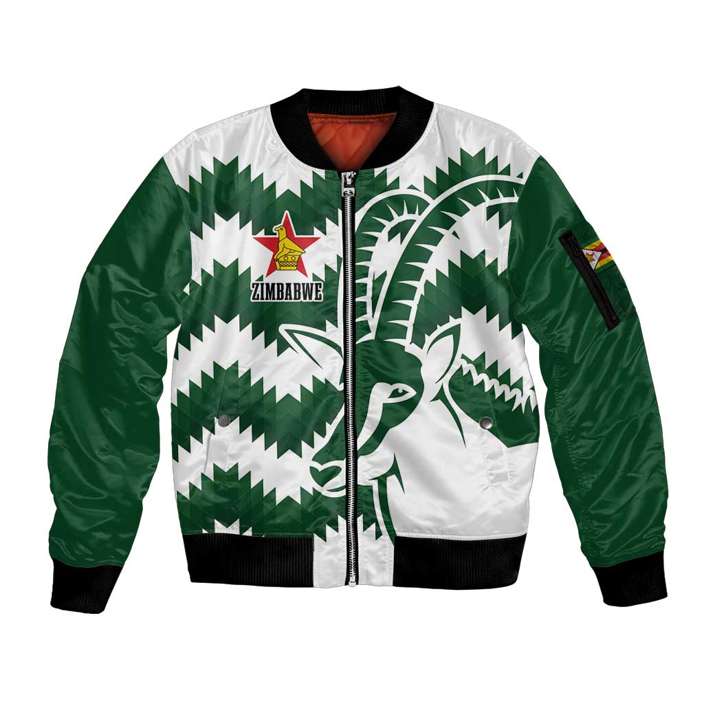Zimbabwe Rugby The Sables Personalized Sleeve Zip Bomber Jacket Retro Jersey Inspired - Wonder Print Shop