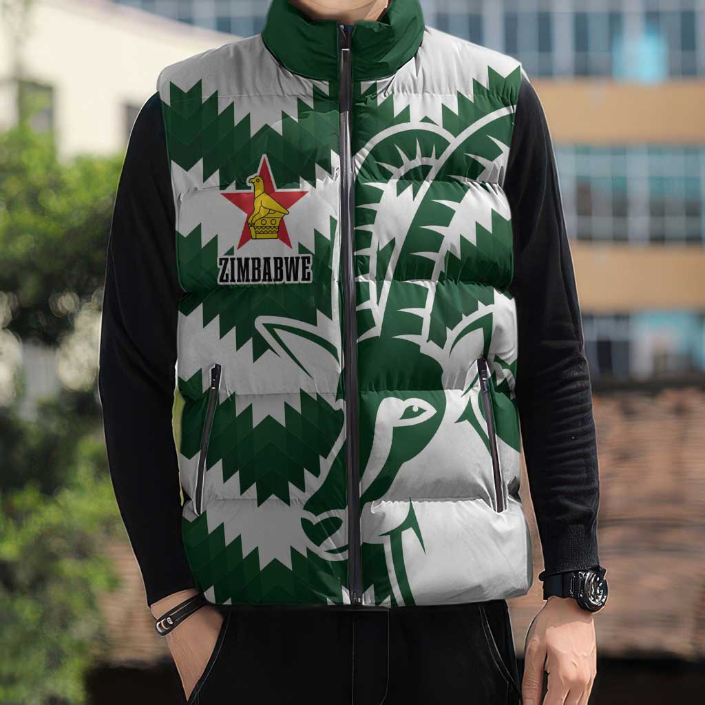 Zimbabwe Rugby The Sables Personalized Sleeveless Puffer Jacket Retro Jersey Inspired - Wonder Print Shop