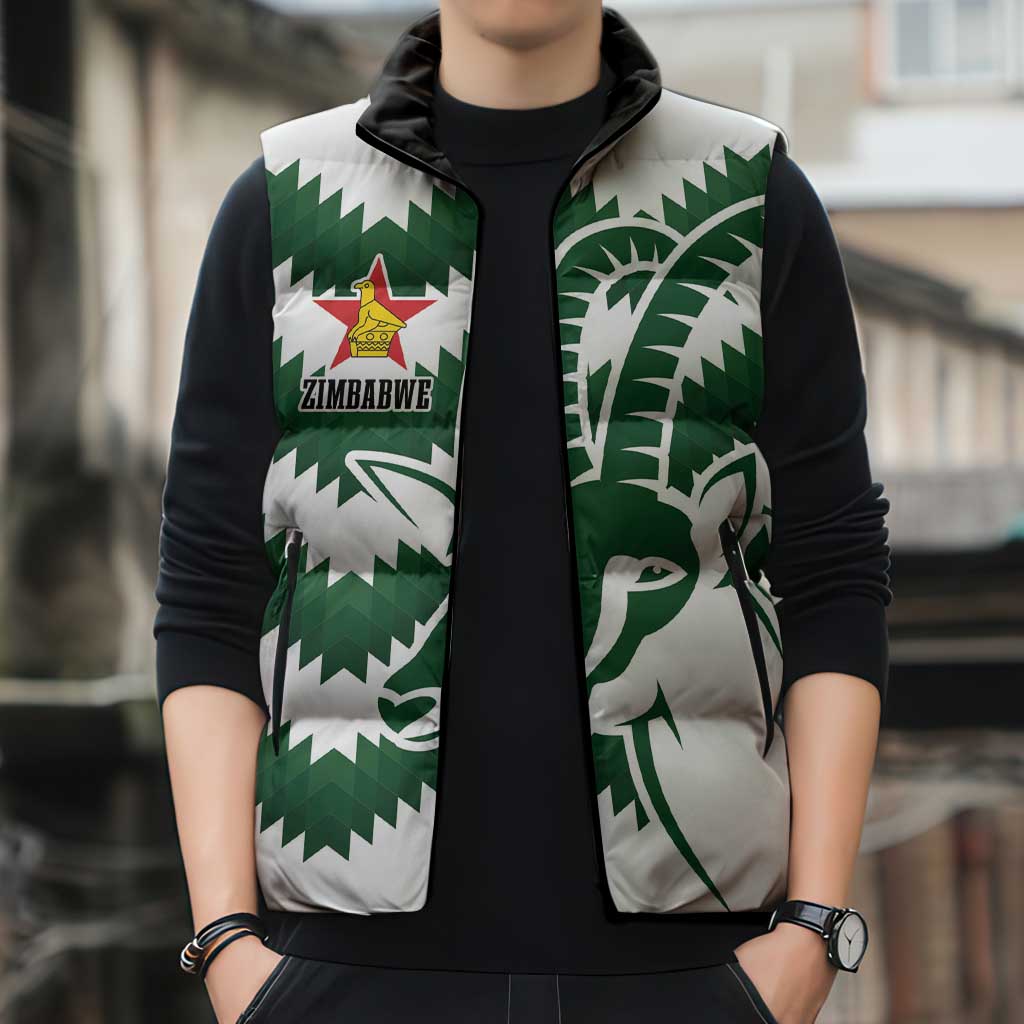Zimbabwe Rugby The Sables Personalized Sleeveless Puffer Jacket Retro Jersey Inspired - Wonder Print Shop
