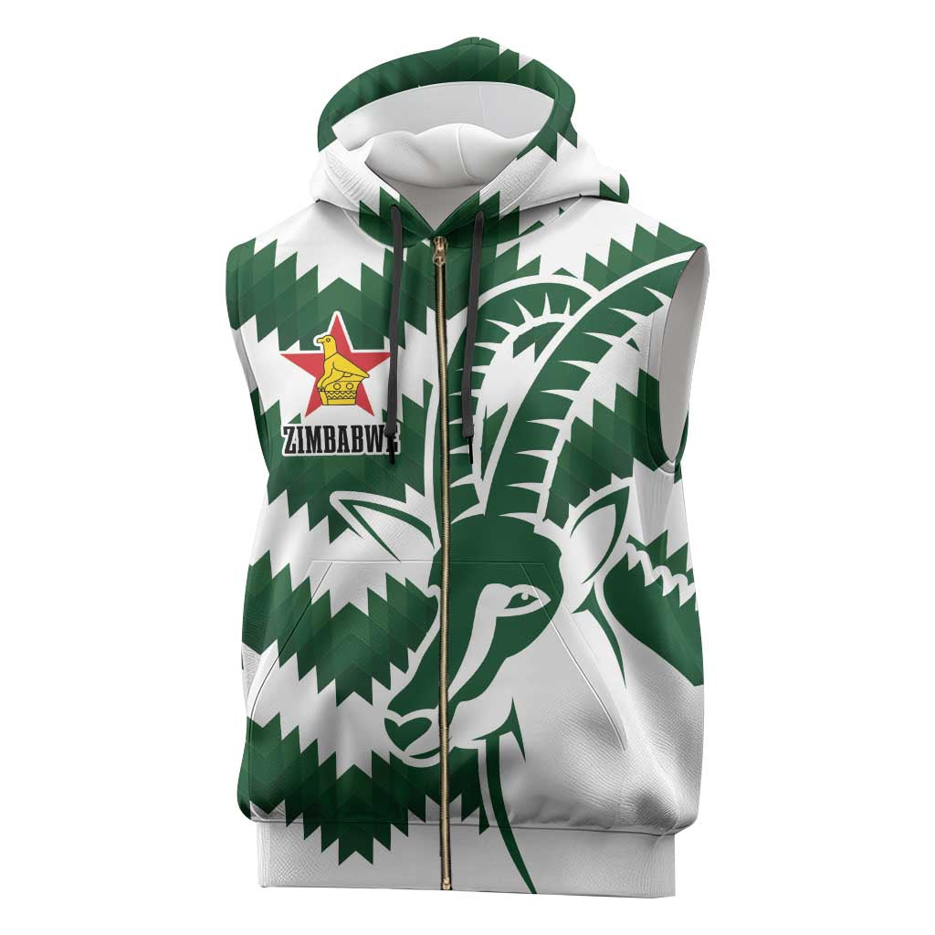 Zimbabwe Rugby The Sables Personalized Sleeveless Zip Hoodie Retro Jersey Inspired - Wonder Print Shop