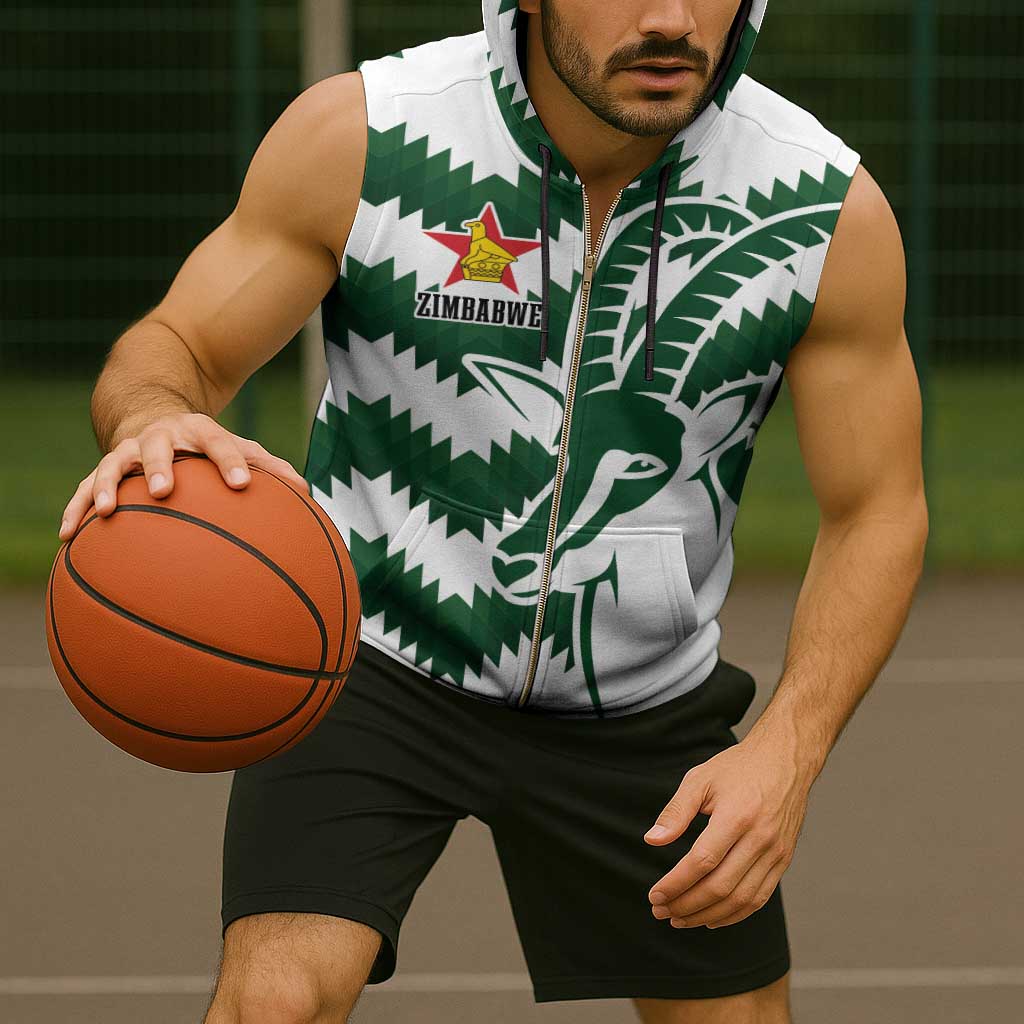 Zimbabwe Rugby The Sables Personalized Sleeveless Zip Hoodie Retro Jersey Inspired - Wonder Print Shop