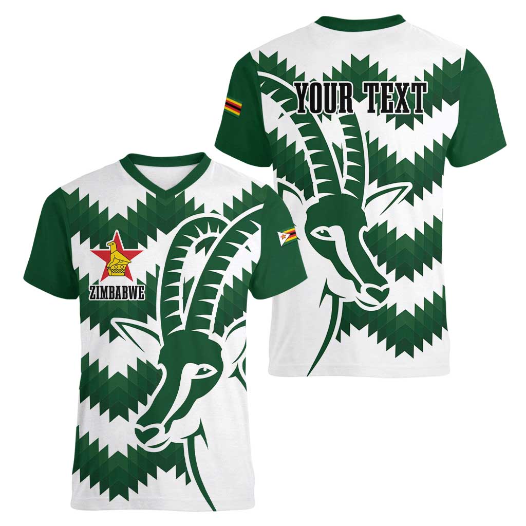 Zimbabwe Rugby The Sables Personalized Women V-Neck T-Shirt Retro Jersey Inspired - Wonder Print Shop