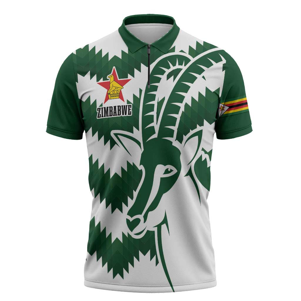 Zimbabwe Rugby The Sables Personalized Zipper Polo Shirt Retro Jersey Inspired - Wonder Print Shop
