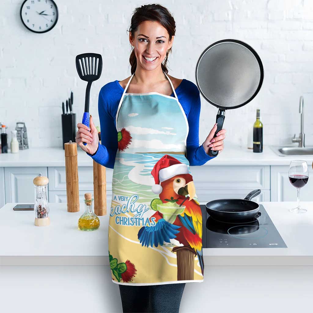 Have A Very Beach Christmas Apron Parrot By Lehua Flower - Wonder Print Shop