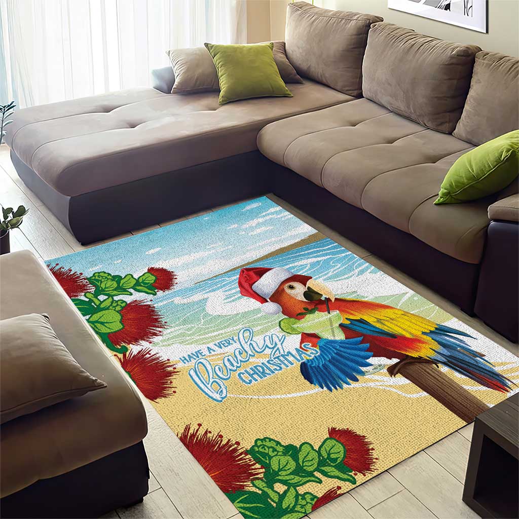 Have A Very Beach Christmas Area Rug Parrot By Lehua Flower - Wonder Print Shop
