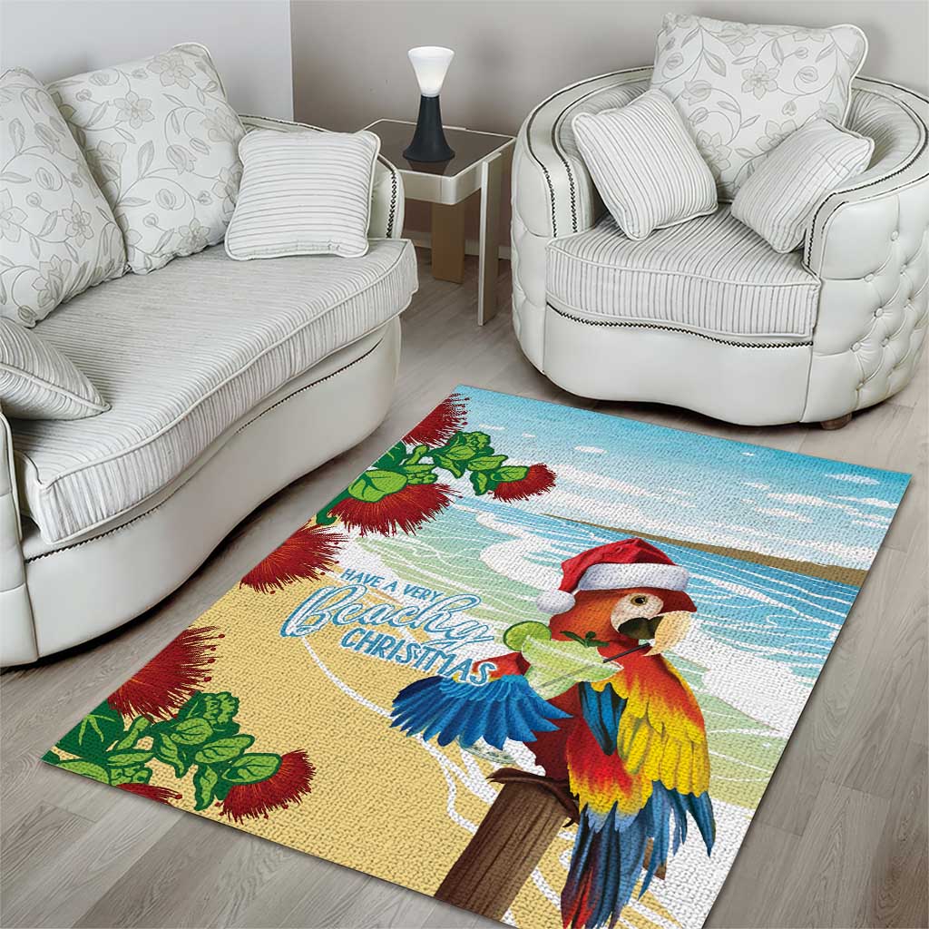 Have A Very Beach Christmas Area Rug Parrot By Lehua Flower - Wonder Print Shop