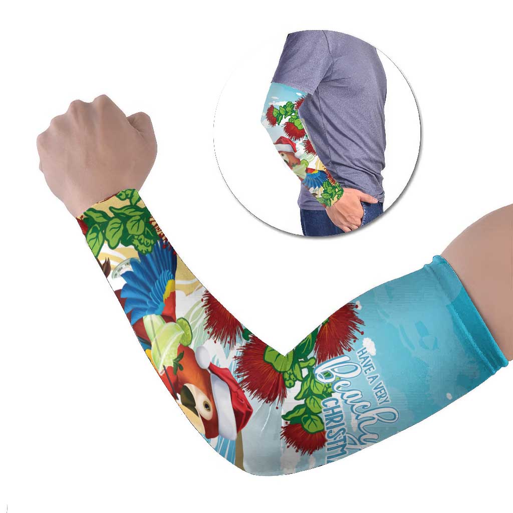 Have A Very Beach Christmas Arm Sleeves Parrot By Lehua Flower - Wonder Print Shop
