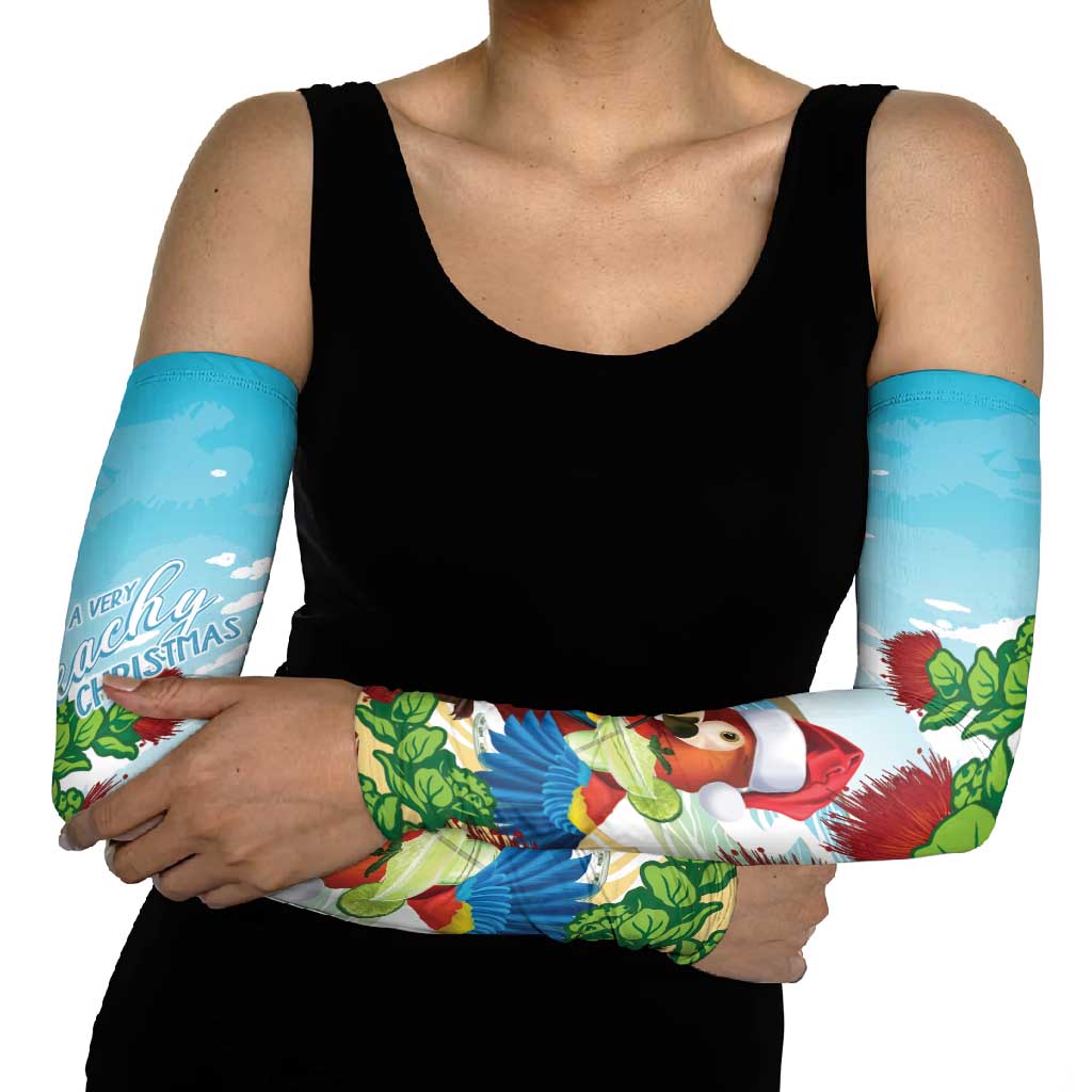 Have A Very Beach Christmas Arm Sleeves Parrot By Lehua Flower - Wonder Print Shop