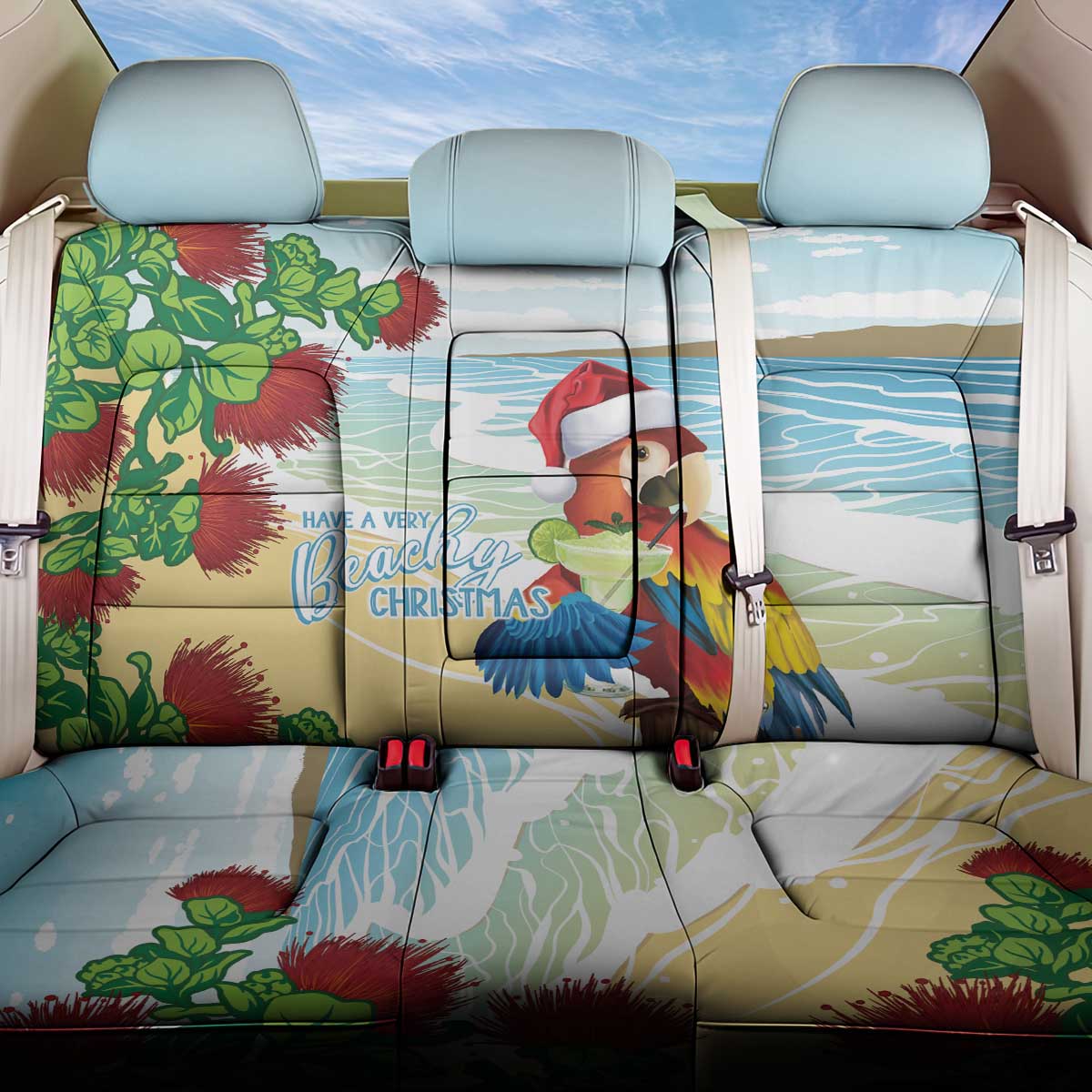 Have A Very Beach Christmas Back Car Seat Cover Parrot By Lehua Flower - Wonder Print Shop