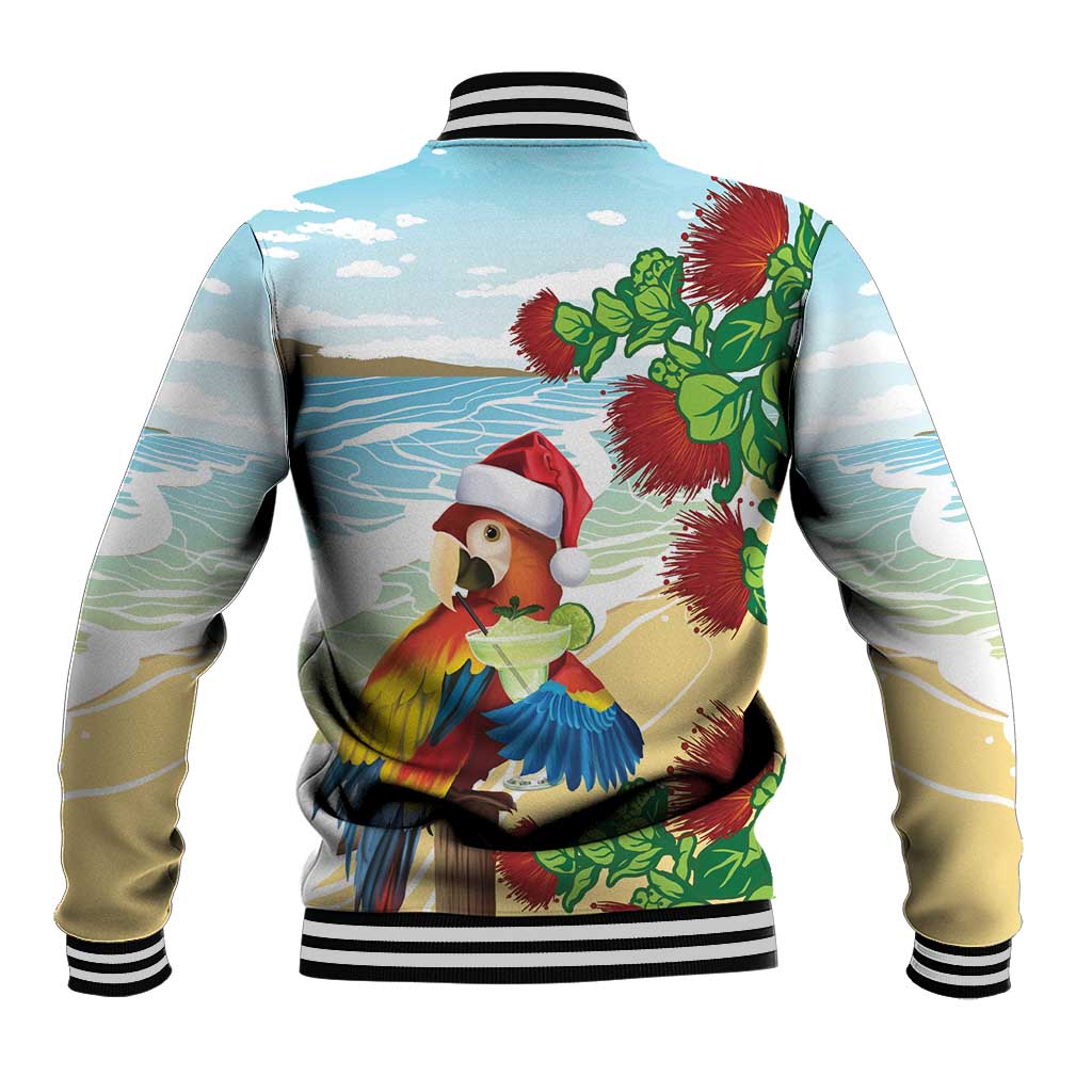 Have A Very Beach Christmas Baseball Jacket Parrot By Lehua Flower - Wonder Print Shop