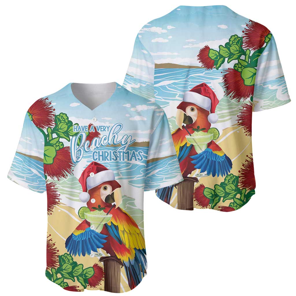 Have A Very Beach Christmas Baseball Jersey Parrot By Lehua Flower - Wonder Print Shop