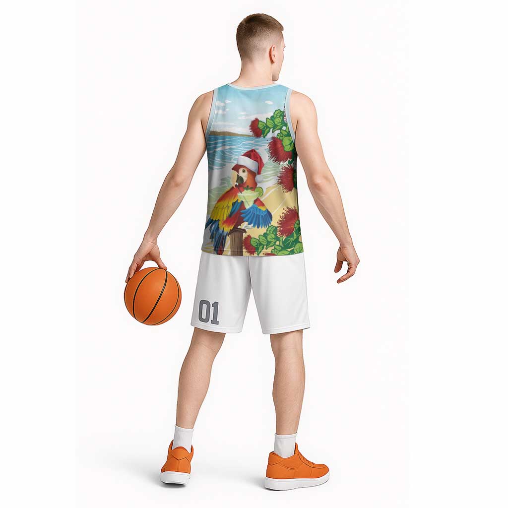 Have A Very Beach Christmas Basketball Jersey Parrot By Lehua Flower - Wonder Print Shop