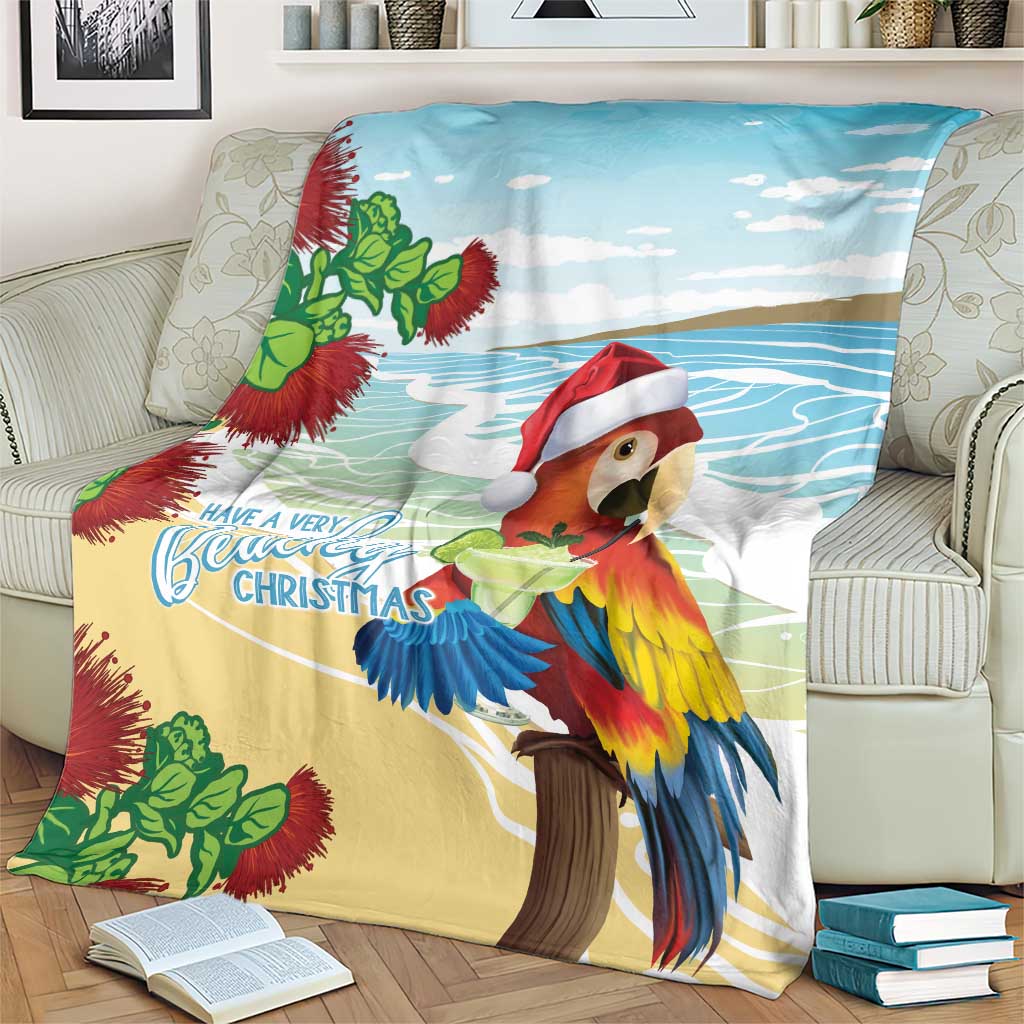 Have A Very Beach Christmas Blanket Parrot By Lehua Flower - Wonder Print Shop