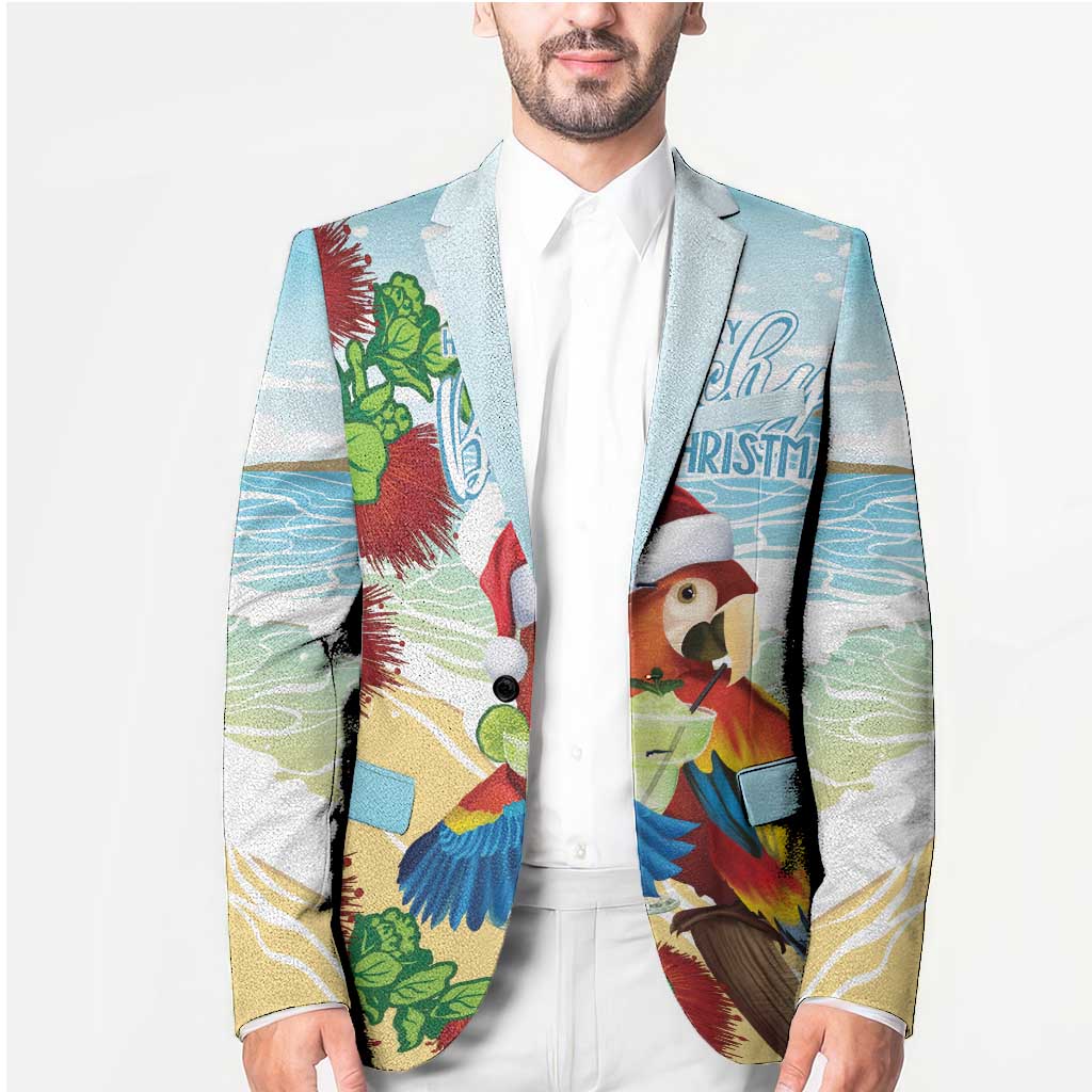Have A Very Beach Christmas Blazer Parrot By Lehua Flower - Wonder Print Shop