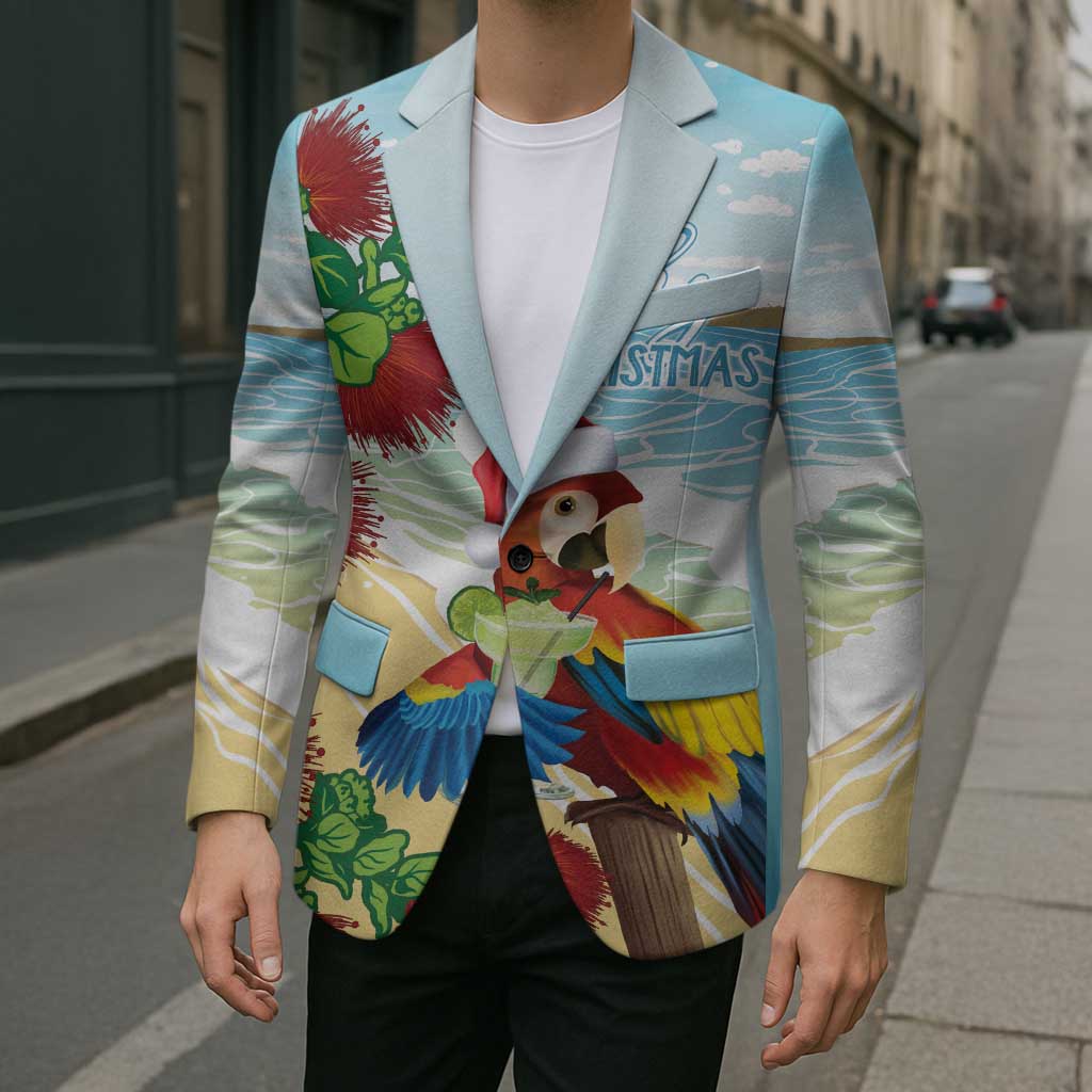 Have A Very Beach Christmas Blazer Parrot By Lehua Flower - Wonder Print Shop