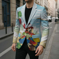 Have A Very Beach Christmas Blazer Parrot By Lehua Flower - Wonder Print Shop
