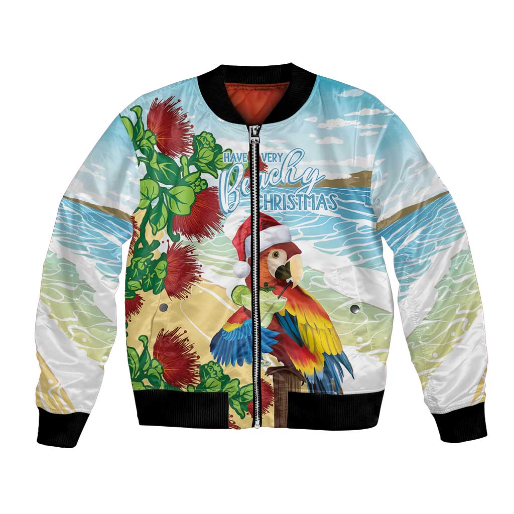 Have A Very Beach Christmas Bomber Jacket Parrot By Lehua Flower - Wonder Print Shop