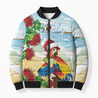 Have A Very Beach Christmas Bomber Puffer Jacket Parrot By Lehua Flower - Wonder Print Shop