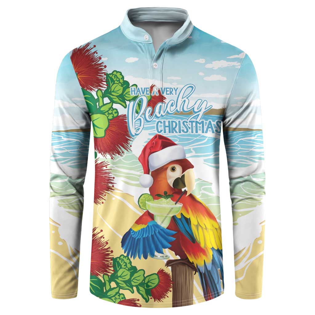 Have A Very Beach Christmas Button Sweatshirt Parrot By Lehua Flower - Wonder Print Shop