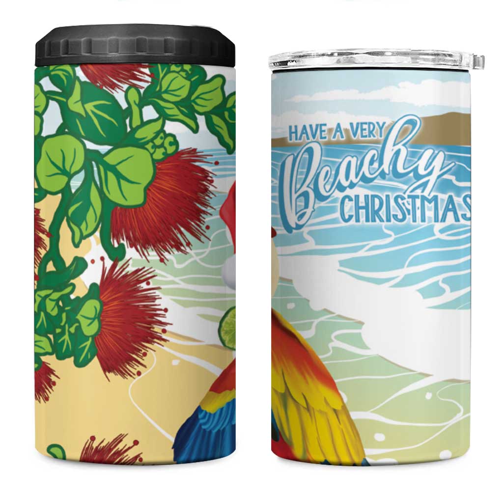 Have A Very Beach Christmas 4 in 1 Can Cooler Tumbler Parrot By Lehua Flower - Wonder Print Shop