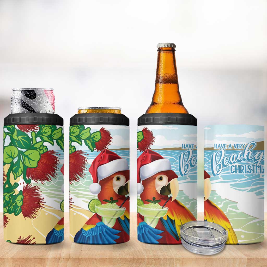 Have A Very Beach Christmas 4 in 1 Can Cooler Tumbler Parrot By Lehua Flower - Wonder Print Shop