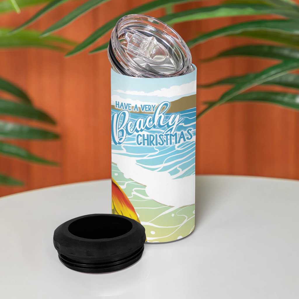 Have A Very Beach Christmas 4 in 1 Can Cooler Tumbler Parrot By Lehua Flower - Wonder Print Shop
