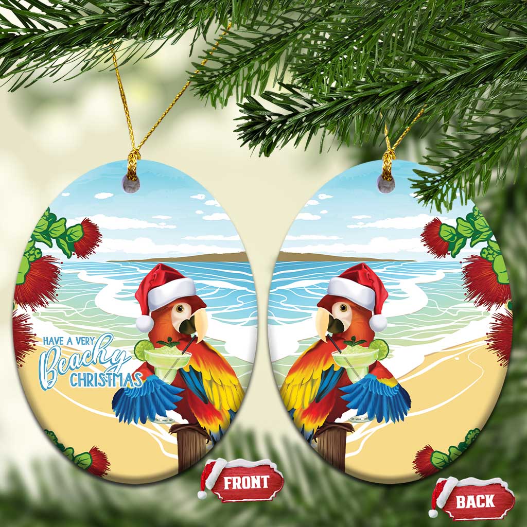 Have A Very Beach Christmas Ceramic Ornament Parrot By Lehua Flower - Wonder Print Shop